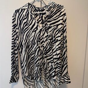 Zara Black and White Zebra Button Down Shirt